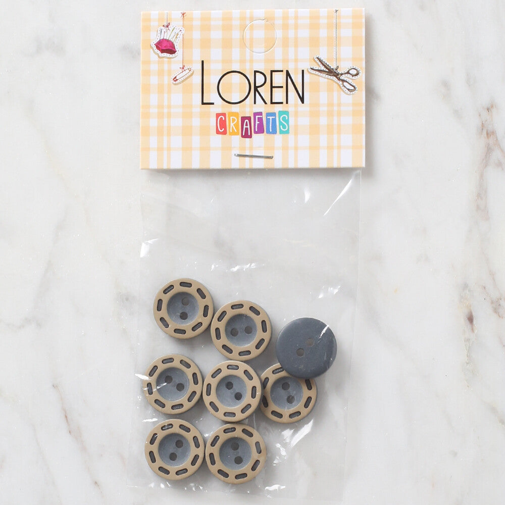 Loren Crafts 8'li Füme Düğme - 287